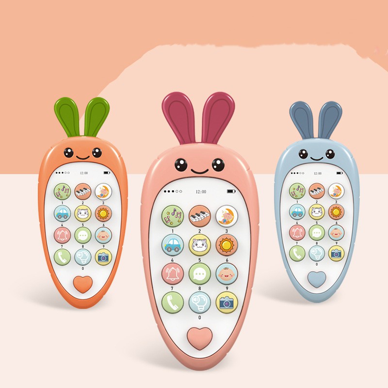 HP Mainan Anak Telepon Carrot Phone 2 in 1 Mainan Bayi Baby Teether Phone Bilingual