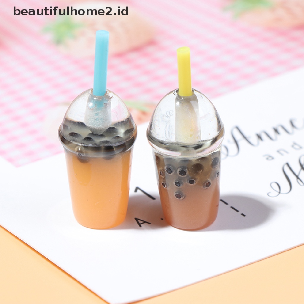 Beautifulhome2.Id 5pcs Miniatur Gelas Pearl Milk Tea Aksesoris Dapur Rumah Boneka 1: 12