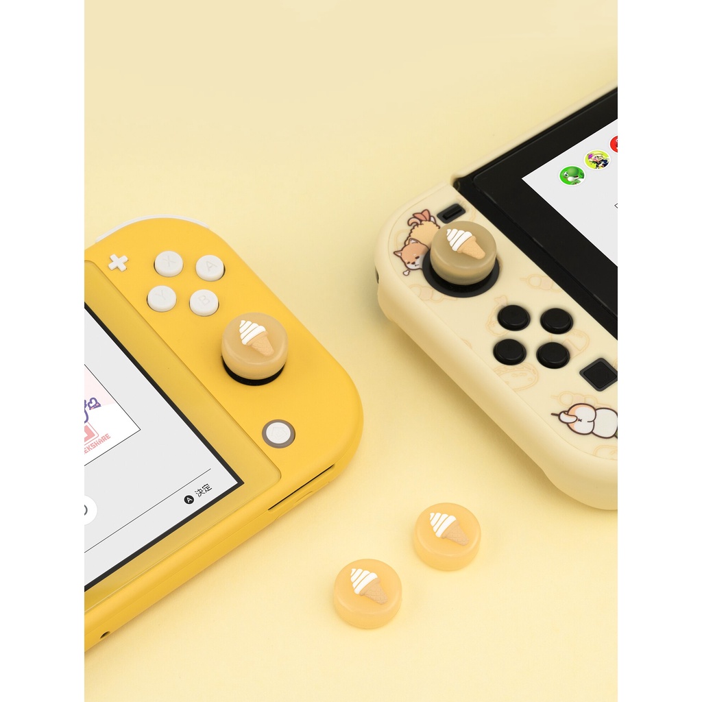 4pcs / Set Cover Tombol Analog Joy-Con Bahan Silikon Bentuk Es Krim Untuk Nintendo Switch