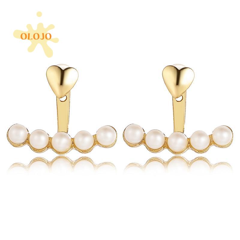 Anting Stud Bentuk Hati Aksen Mutiara Untuk Wanita