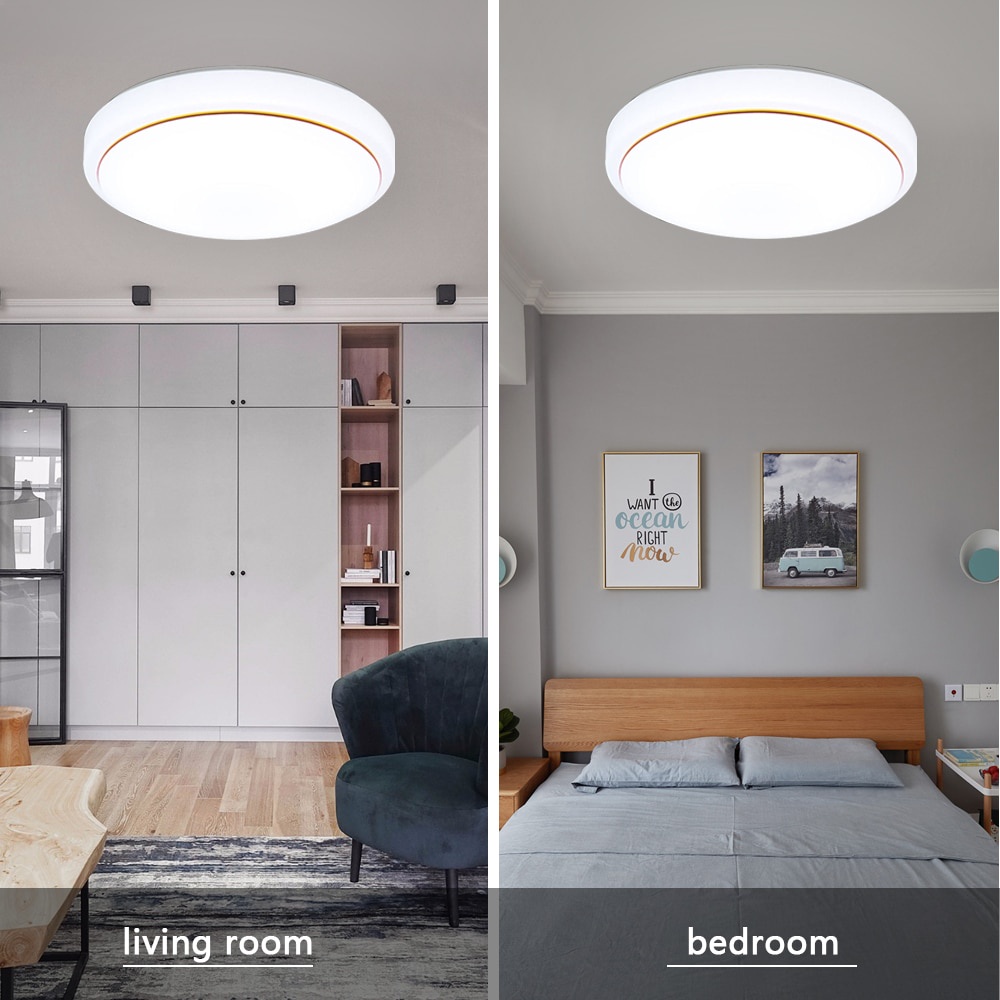 Lampu LED Plafon design Modern minimalis 24W 220V 26Cm Diameter lampu LED langit langit rumah kantor ruang tamu teras Modern 26cm 24Watt  LED Ceiling Lights Fixture Surface Mounted Lamp For Living Room Bedroom Kitchen Lighting Panel Light