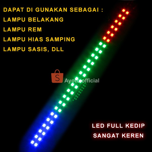 Lampu LED Strip 12 volt motor indikator Lampu Rem dan Sein Sen