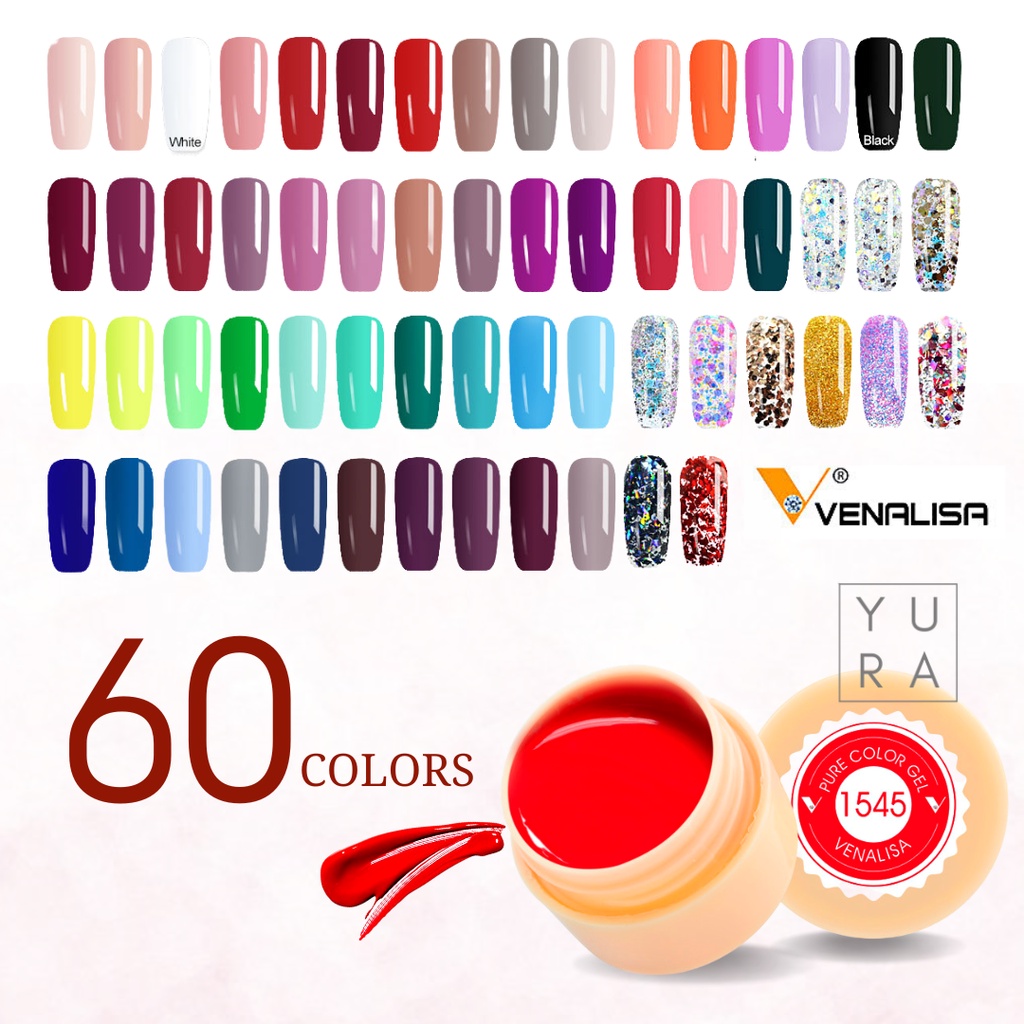 Venalisa Kutek Gel Nail Polish Paint Pot 60 Warna No. 1609 - 1674