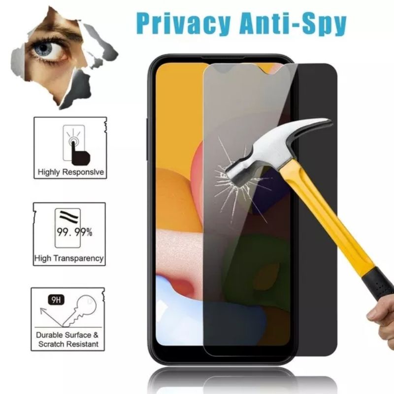 Tempered Glass Spy Oppo A33 A52 A53 A54 A55 A92 Privacy Anti Gores Spy Kaca