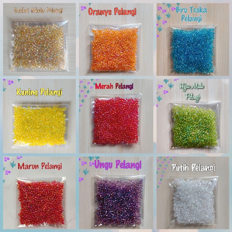 Mote Manik Payet Pasir Pelangi / AB Ukuran 11/0 - 2MM ( 10 Gram )