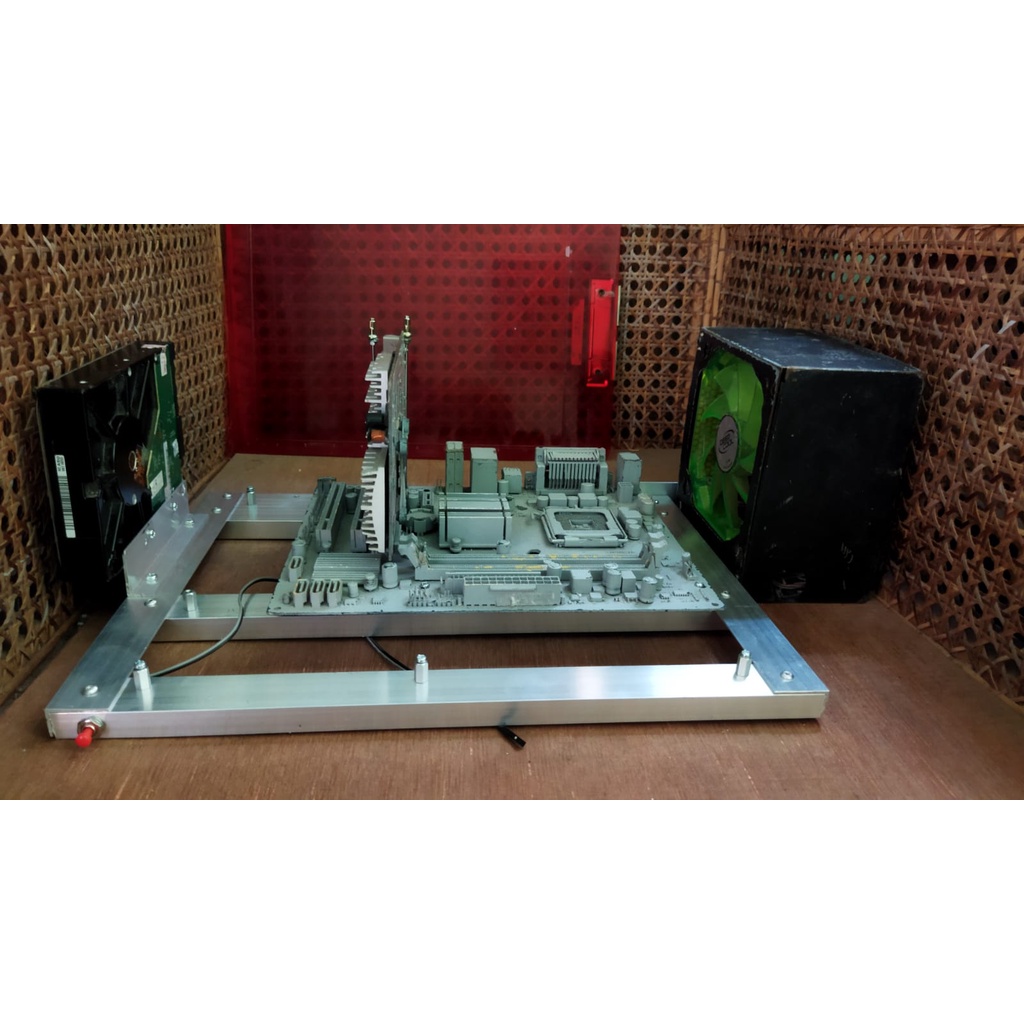 Casing ATX Open Air Full Aluminium Custom Dudukan Motherboard PC Tray 1 Lantai