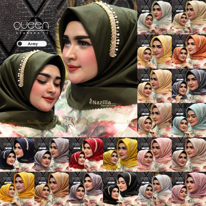Hijab SegiEmpat Queen Diamond Lc Original Nazilla