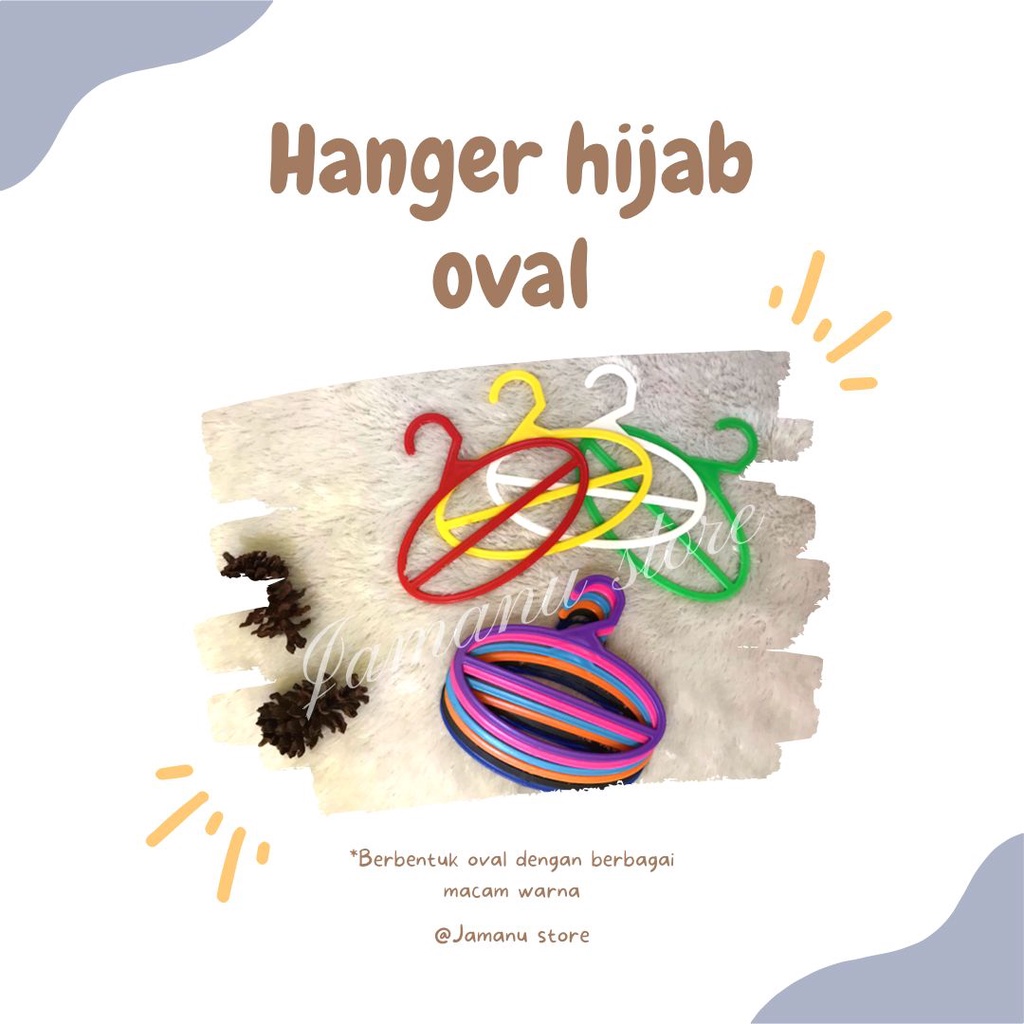 Hanger gantungan Jilbab Hijab Oval bijian Premium Warna Lengkap