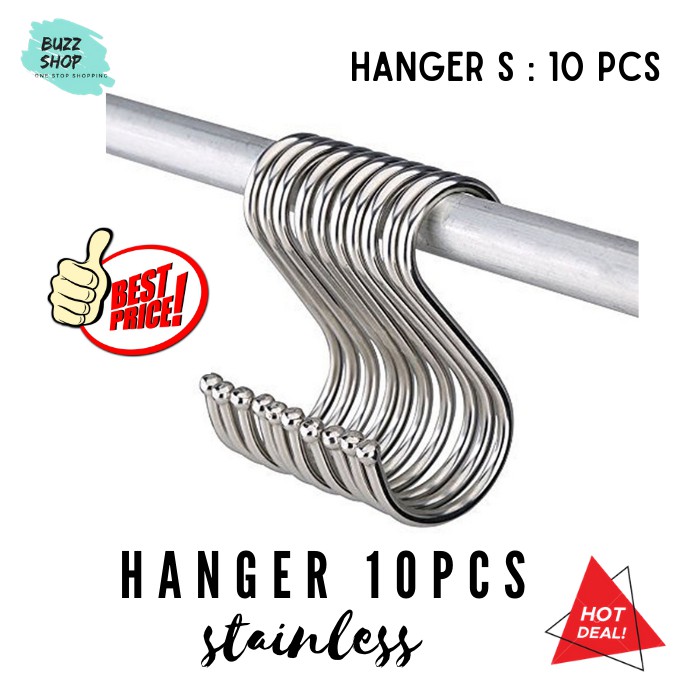 Hanger Gantungan Stainless 10pcs /Hanger Hook 10pcs / Hanger Panci / Gantungan Stainless Baju Handuk / Kaitan - KT 003