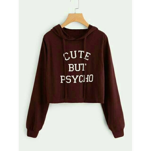 Sweater Wanita ORIGINAL CROP Beludru Panas Musim Gugur Berkerudung Dingin Remaja Versi Korea Tren
