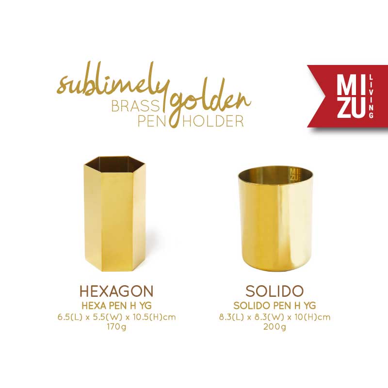 SUBLIMELY GOLDEN Brass Pen Holder Office Stationery Tempat Alat Tulis ATK Serbaguna Emas Kuas Makeup