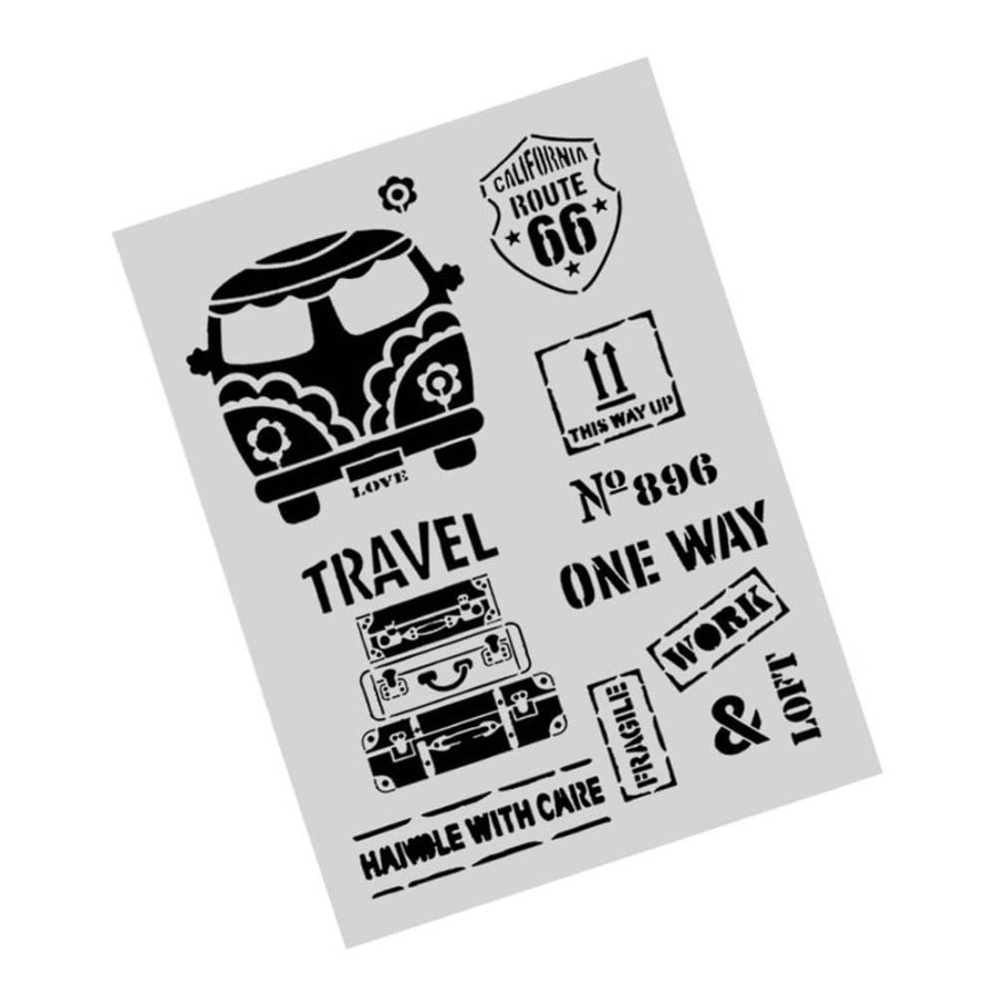 Plastic Stencil - California Route 66 Pattern (29,5x21,0cm)