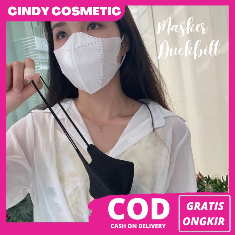 MASKER DUCKBILL BERGARIS . DUCKBILL HITAM DAN PUTIH