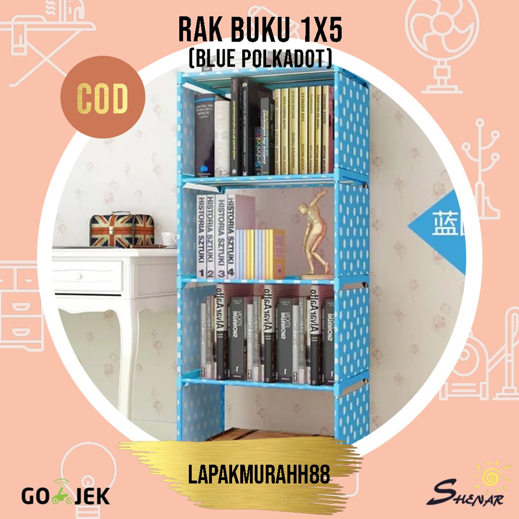 RAK BUKU PORTABLE/RAK SERBAGUNA/RAK BONGKAR PASANG/RAK MULTIFUNGSI MOTIF 1x5 (5 SUSUN)