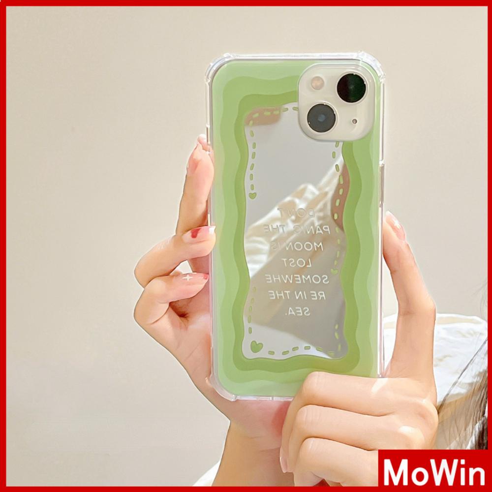 iPhone Case Acrylic Reflective Mirror Airbag Shockproof Protection Camera Green Border Letter Compatible with iPhone 11 iPhone 13 Pro Max iPhone 12 Pro Max iPhone 7 Plus iPhone xr