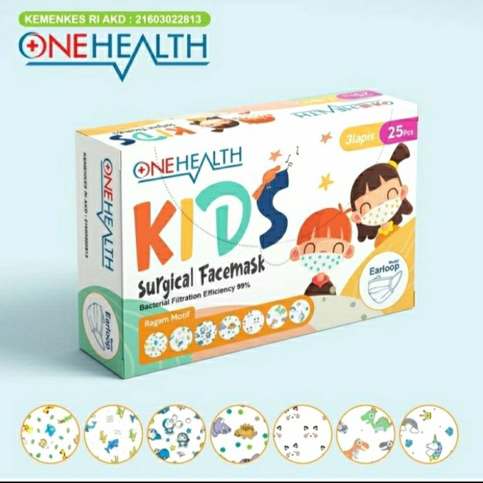 ONE HEALTH Masker Anak Medis dengan Motif (50Pcs)