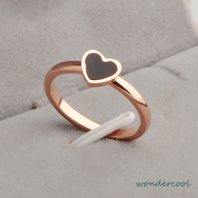 Korean Cinta Hati Cincin Titanium Lapisan Emas Model  Rose Gold-Won