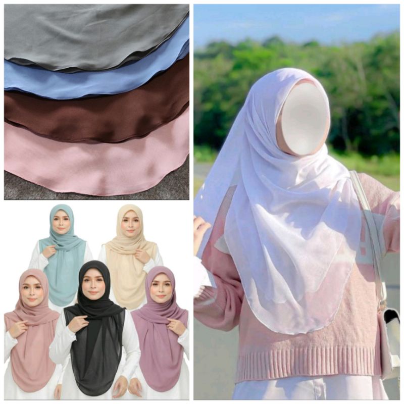 JILBAB BAWAL CURVE SEGIEMPAT OVAL SHAWL MALAYSIA