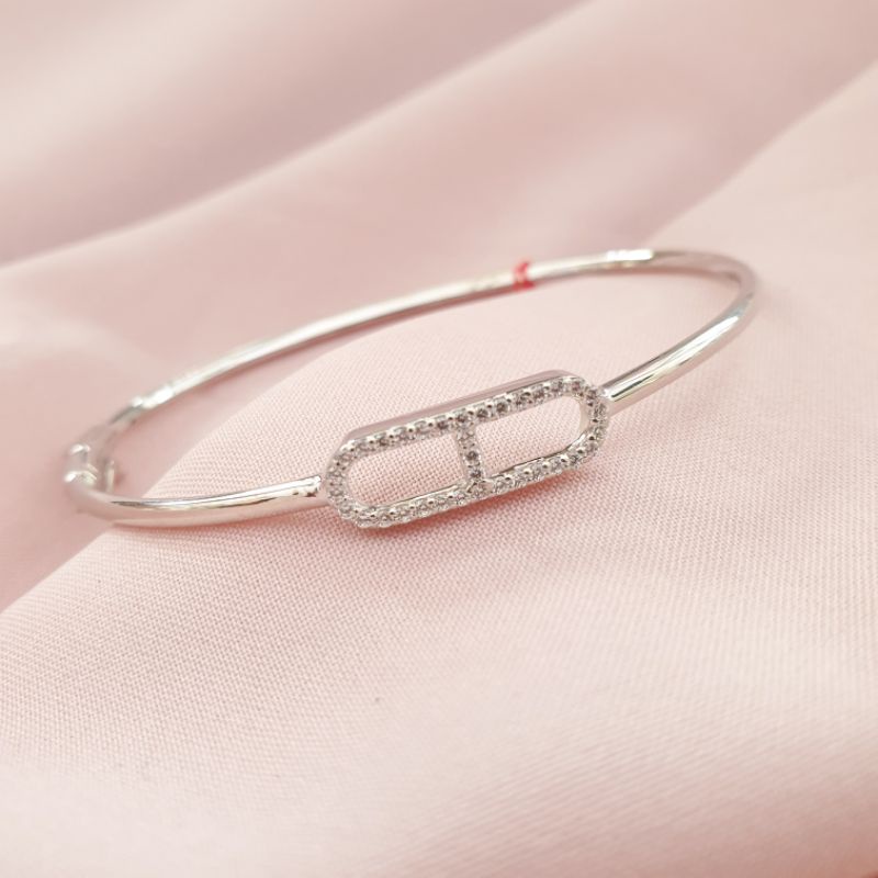 [NEW] Gelang tangan bangle emas putih permata emas asli kadar 375, gelang tangan dewasa, gelang bang