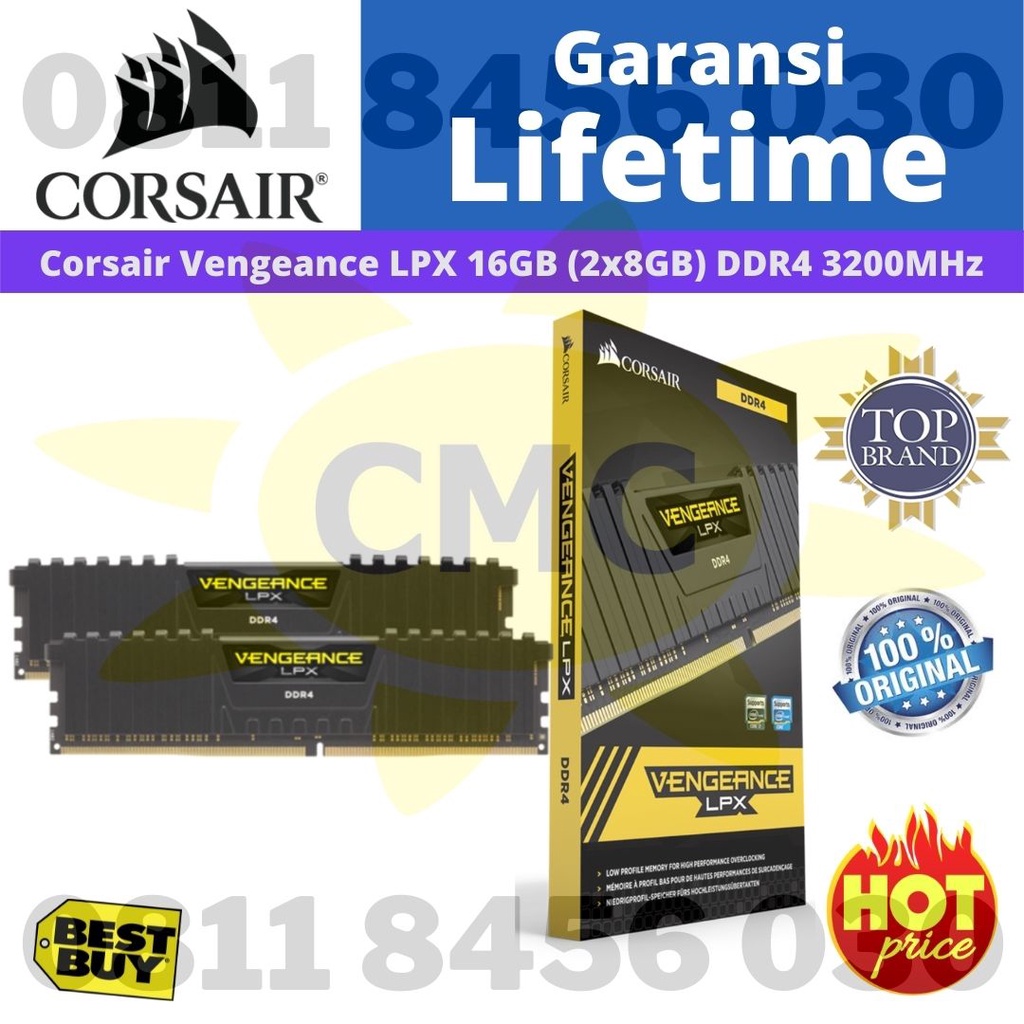 Corsair Vengeance LPX DDR4 16GB 3200MHz (2x 8GB) PC25600 CMK16GX4M2Z3200C16