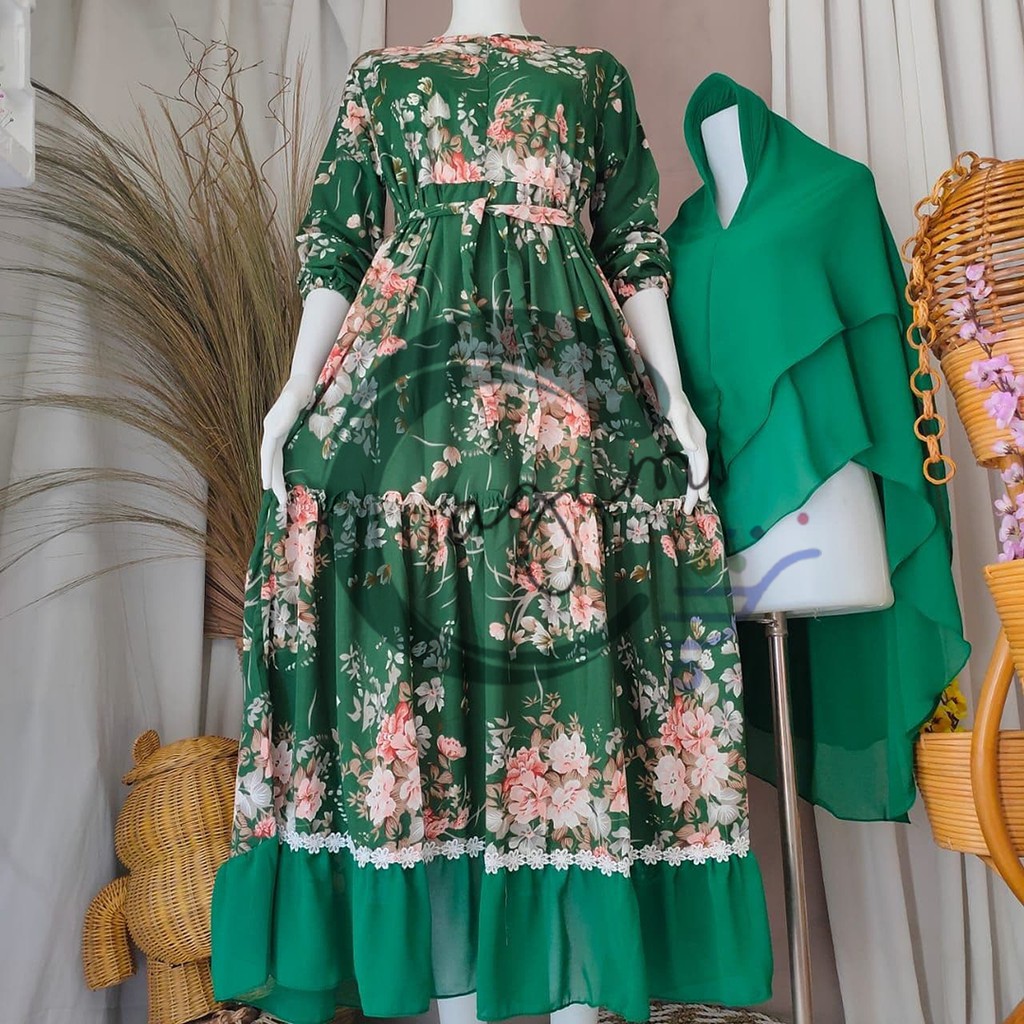 Gamis Ania Maxy Sakura Busui XL Fashion Muslim Syari Kekinian Mewah Katun seruti Monalisa