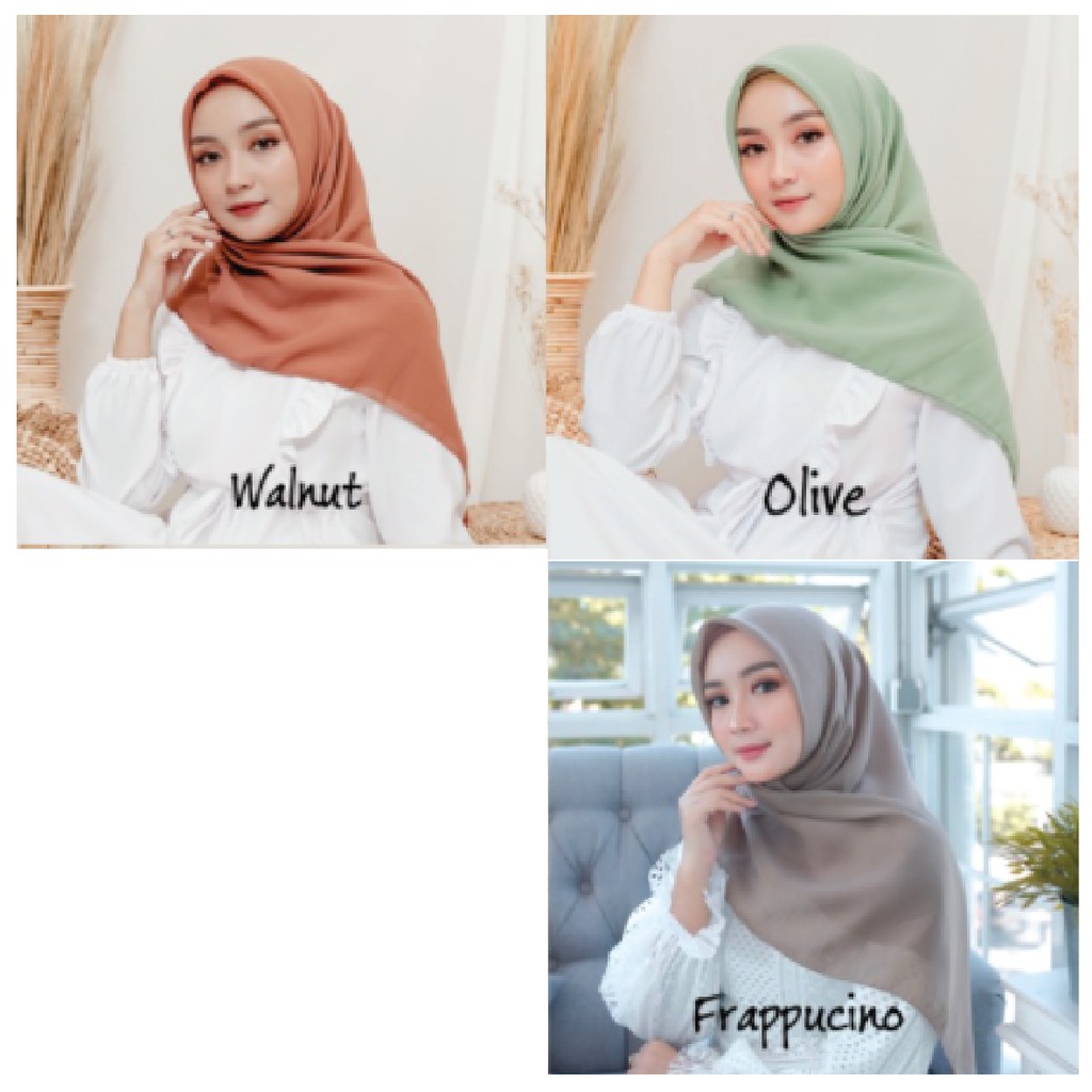 HIJAB SEGIEMPAT - Hijab Kerudung Square - Daily Hijab Lembut Adem Warna Pastel