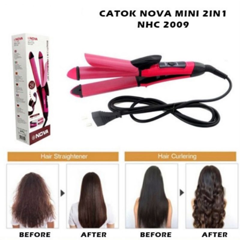 Catok Rambut 2 in 1 Curly Staight Lurus Dan Keriting Catokan Rambut NHC 2009