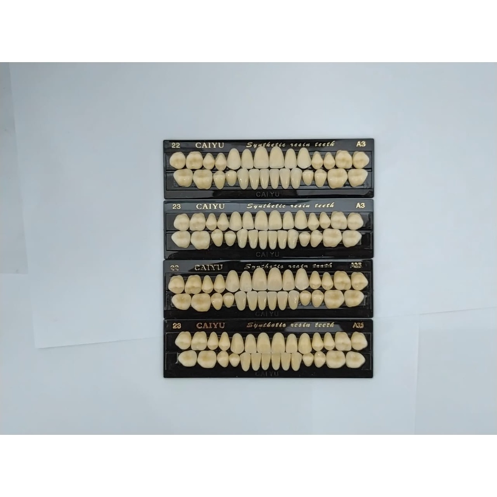 RB22 1 set gigi palsu caiyu atas bawah/gigi palsu fulset 28 butir atas bawah