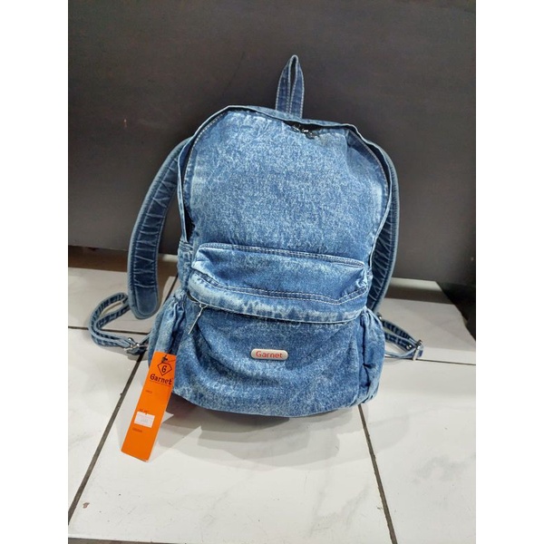TAS RANSEL WANITA JEANS DENIM GARNET TERMURAH