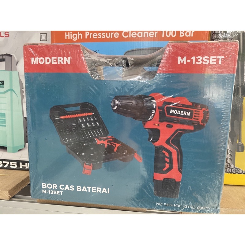 Bor Cordless Modern M-13 Set / Mesin Bor Baterai