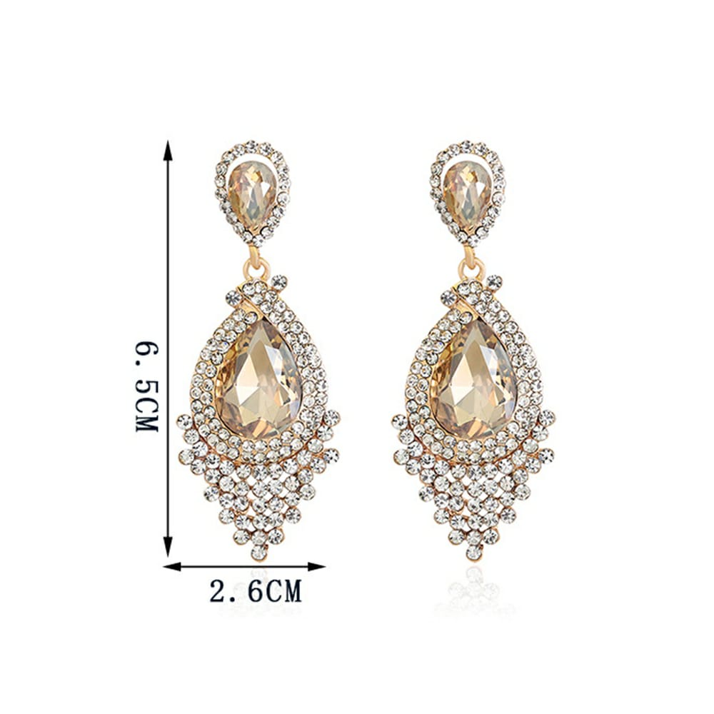 Retro Earring - Anting Giwang Model Tetesan Air Dengan Kristal + Rumbai Untuk Aksesoris Pengantin / Gaya