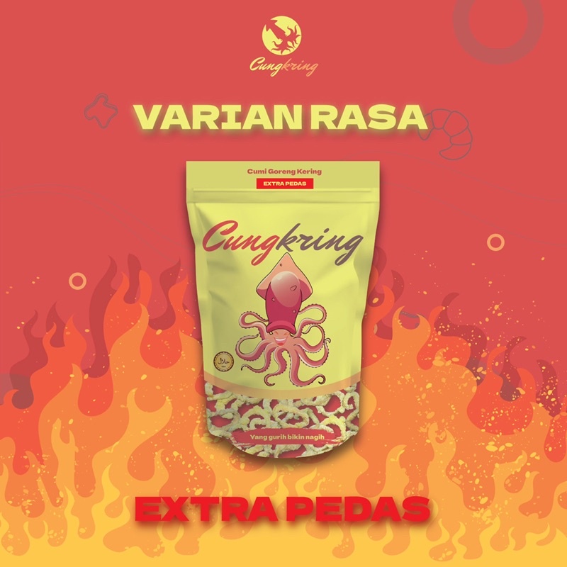 

EXTRA PEDAS Cumi goreng kering (Cungkring), cemilan sehat tanpa bahan pengawet Berat 85gram