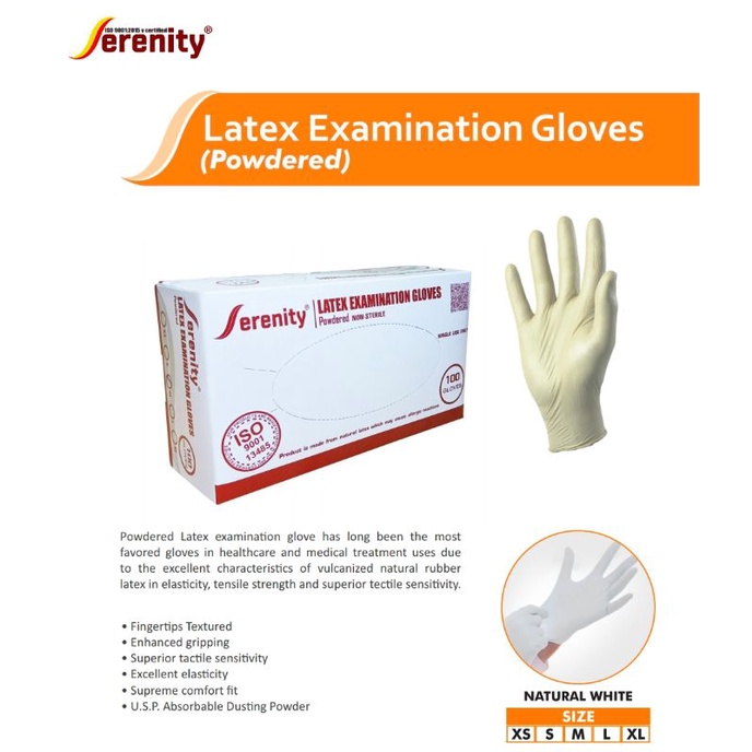 Sarung Tangan Karet Latex Powder Serenity / Latex Powdered Examination Gloves