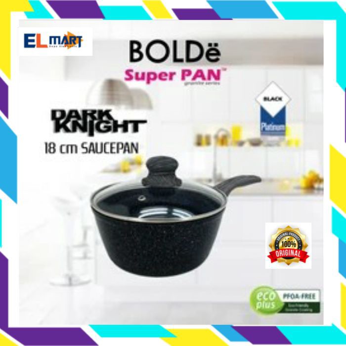 BOLDE panci susu super sauce pan granite 18cm + tutup Dark Knight induksi BOLDE granite 18cm