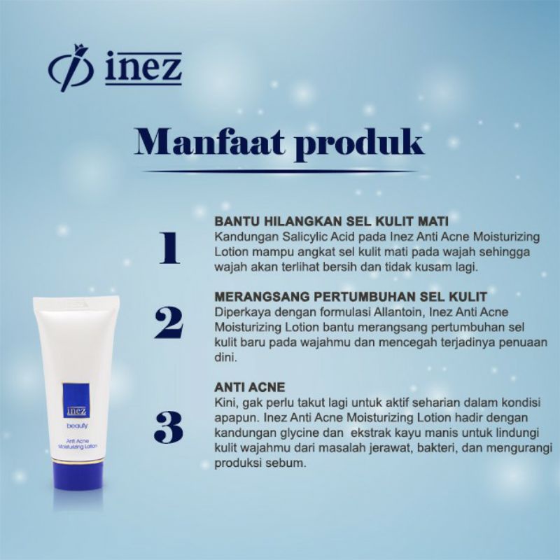 INEZ Anti Acne Moisturizing Lotion / Pelembab Wajah Berjerawat