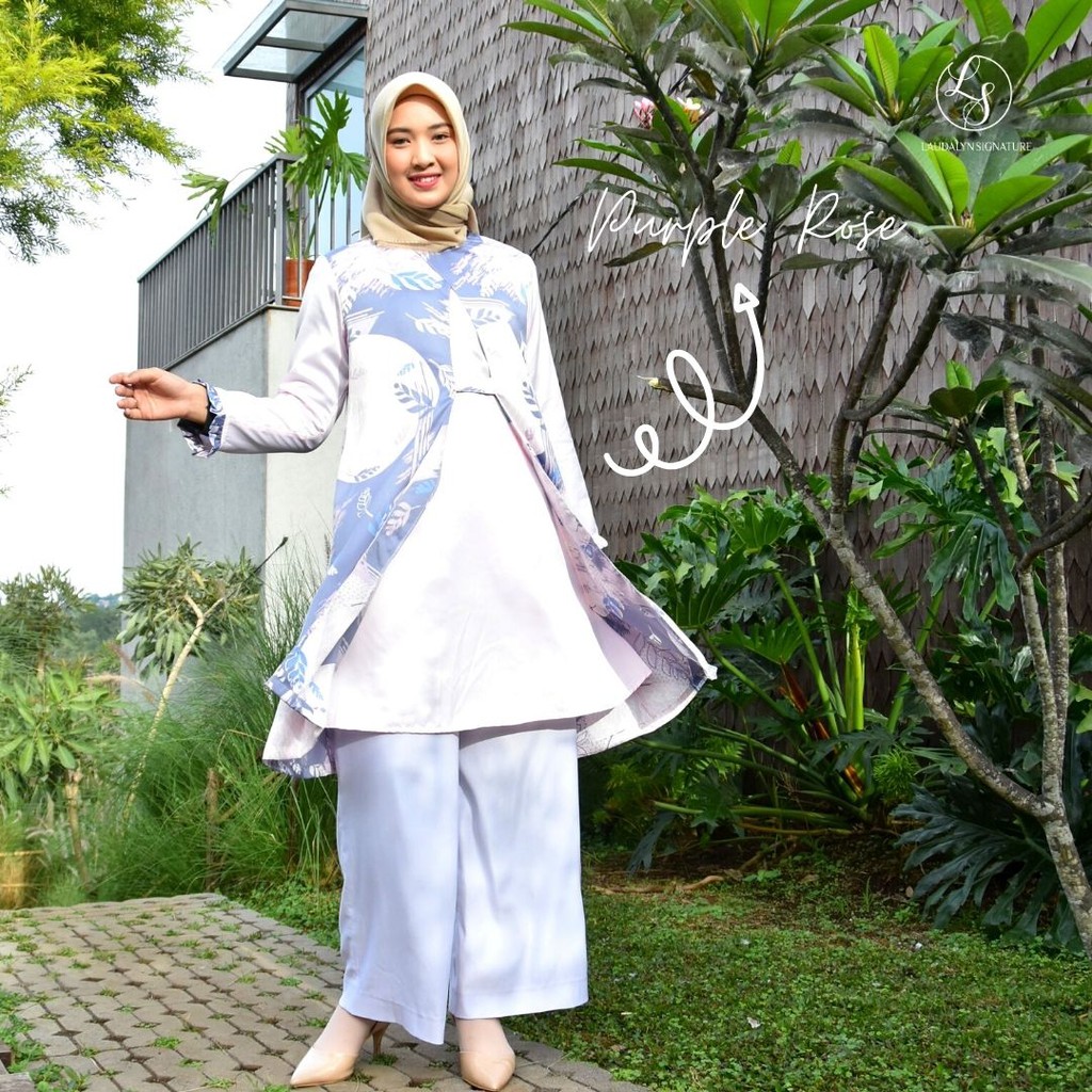 (Tunik Eksklusif, Maxmara Lux) Sweihan Tunik - Purple Rose