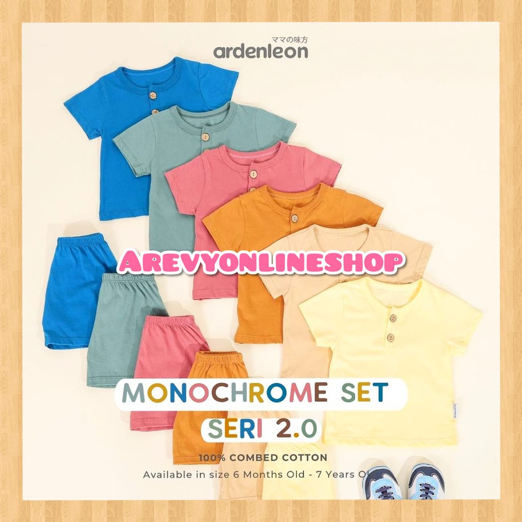 Ardenleon Setelan Anak/Bayi Baju Pendek Celana Pendek  Monochrome Set Unisex 6 Bulan - 7 Tahun