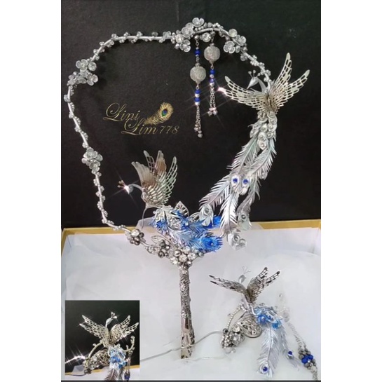 Kipas Sangjit Wedding Dan Tuskon /Chinese fan dan tuskon silver / Chinese fan / kipas sangjit /akses