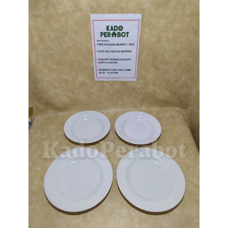 piring putih melamine set- piring bening set- piring makan putih set