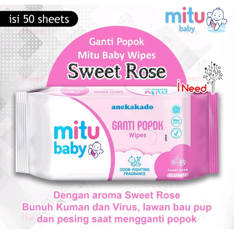 ( beli 1 gratis 1)tisu basah mitu baby wipes 50 shett