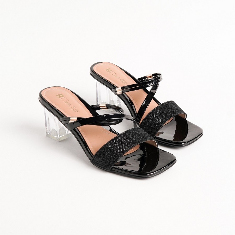 LYPE BIG SIZE  Sandal Hak Kaca V-311 Tinggi Heels 7cm  Sandal Heels Wanita Jumbo Ukuran Size 41 - 45