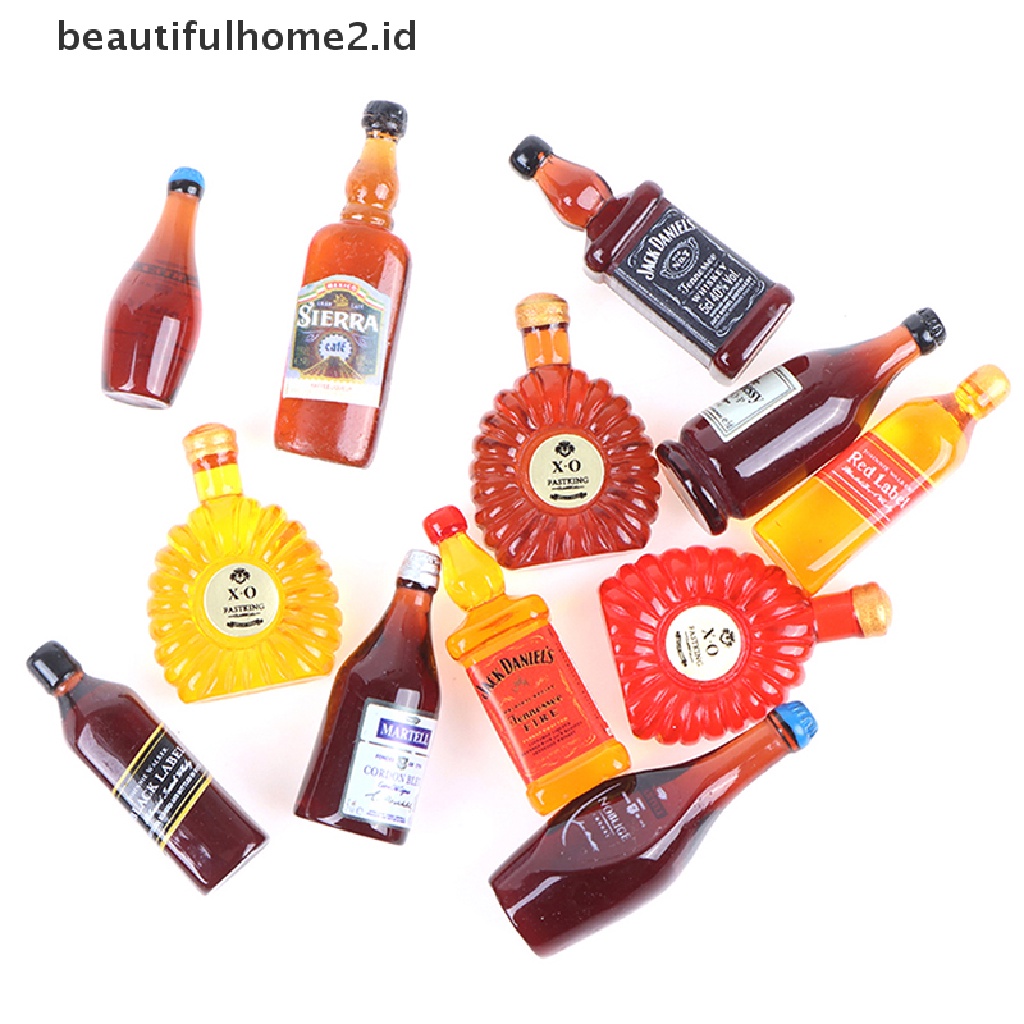 (beautifulhome2.id) 10pcs / Set Miniatur Botol Minuman Skala 1: 12 Untuk Aksesoris Dapur Rumah Boneka