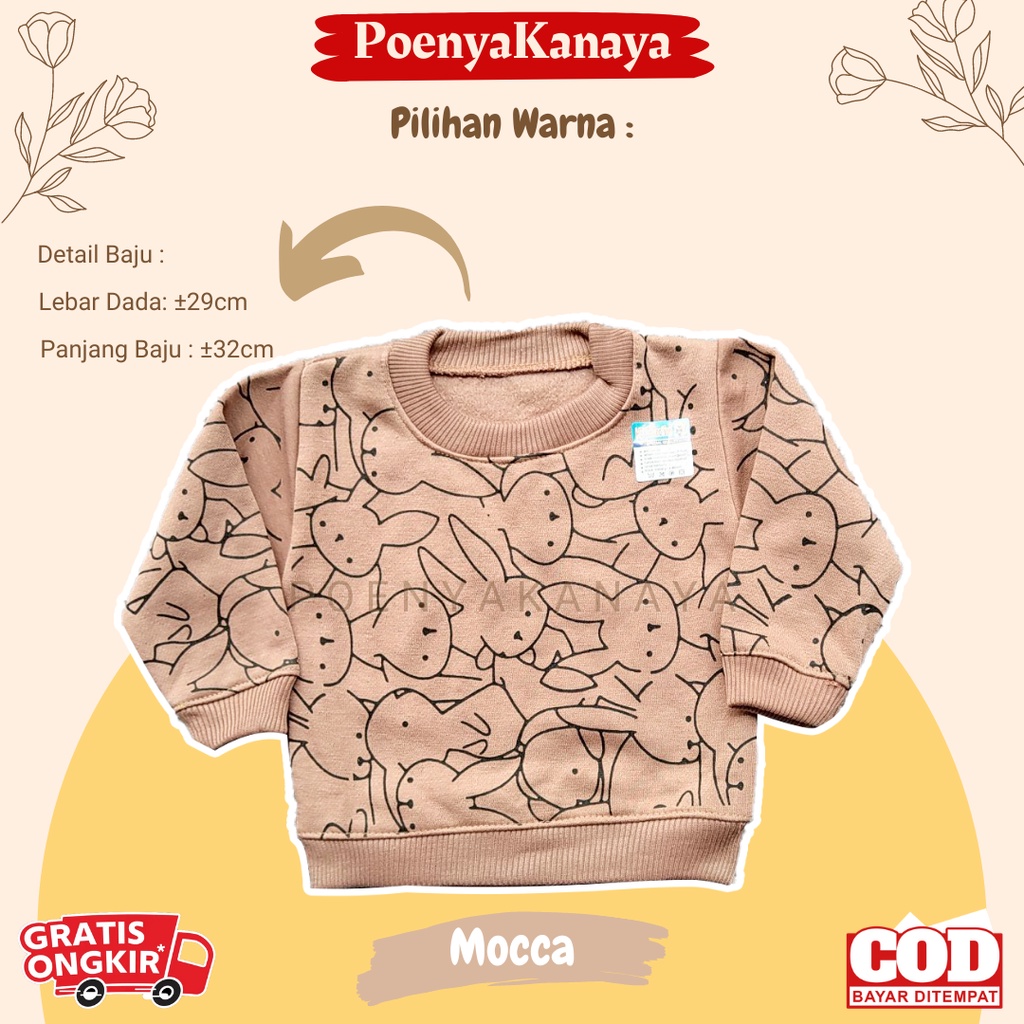 Jaket Sweater Bayi Anak fleece KELINCI UMPAK HBc 6-18 Bulan JK01