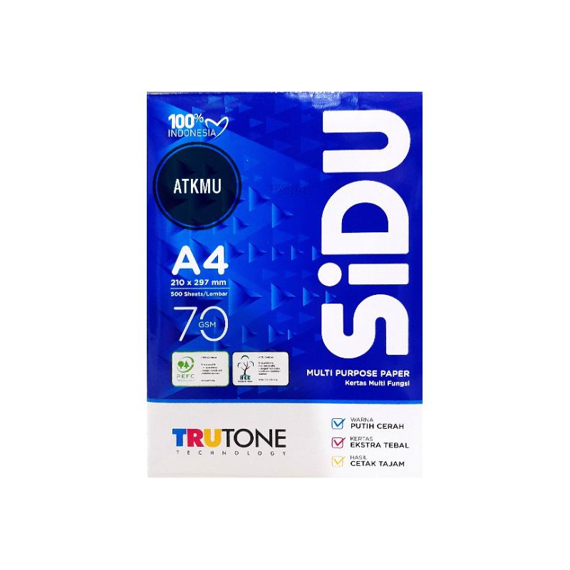 

Kertas HVS Fotocopy A4 75gr SIDU 500 Lembar / Kertas Putih Print dan Fotocopy