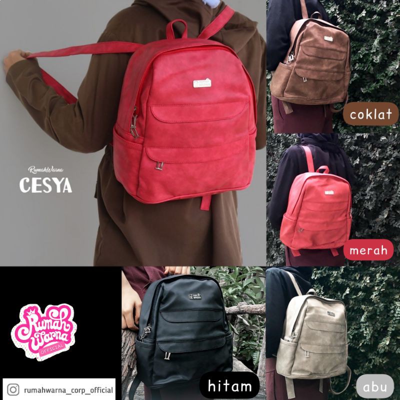 TAS RANSEL K CEYSA RUMAH WARNA TAS WANITA ANAK SEKOLAH KULIAH KERJA LAPTOP