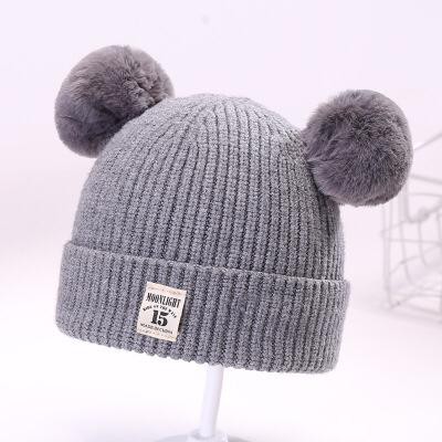 OSM JKT T657 Topi Rajut Pompom Bulu Anak / Topi Kupluk Wool Rajut Hangat Bayi / Topi Anak Unisex-Abu