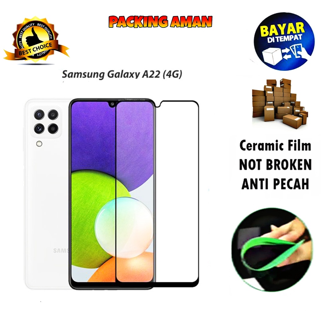 Tempered Glass Samsung Galaxy A22 4G FULL COVER FULL SCREEN Ceramic Film Anti Gores