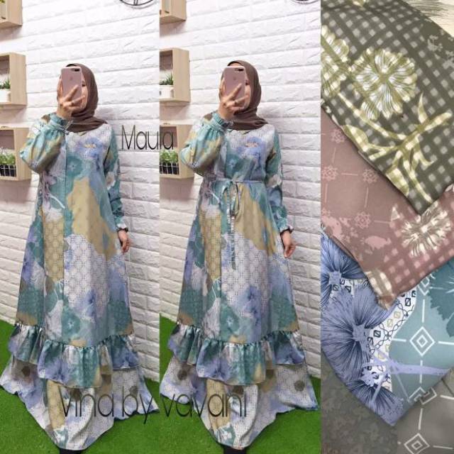 Ori Vina by Vavani dress maula (baju dres gamis wanita perempuan muslimah pesta kondangan)