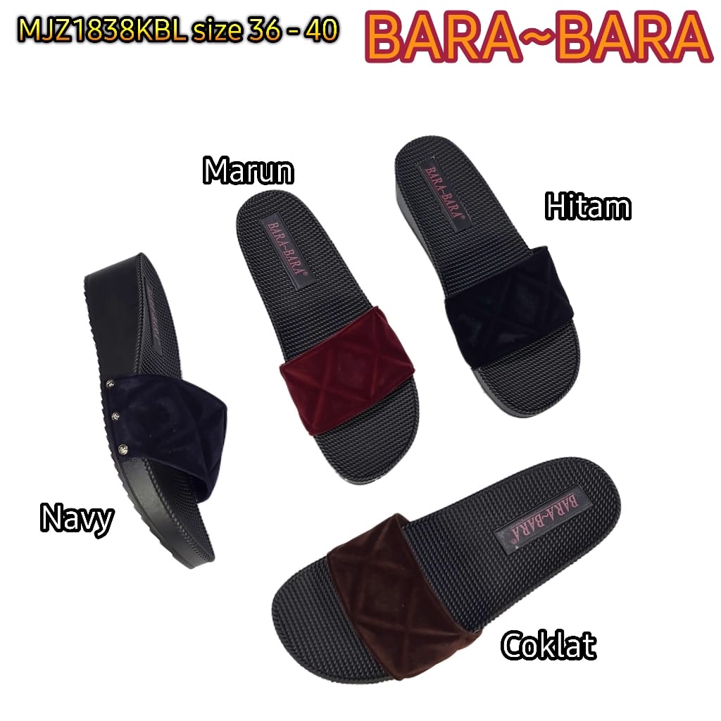 BARA BARA ORIGINAL Jelly sandal BLUDRU selop cewek wedges barabara karet wanita import MJZ1838KBL