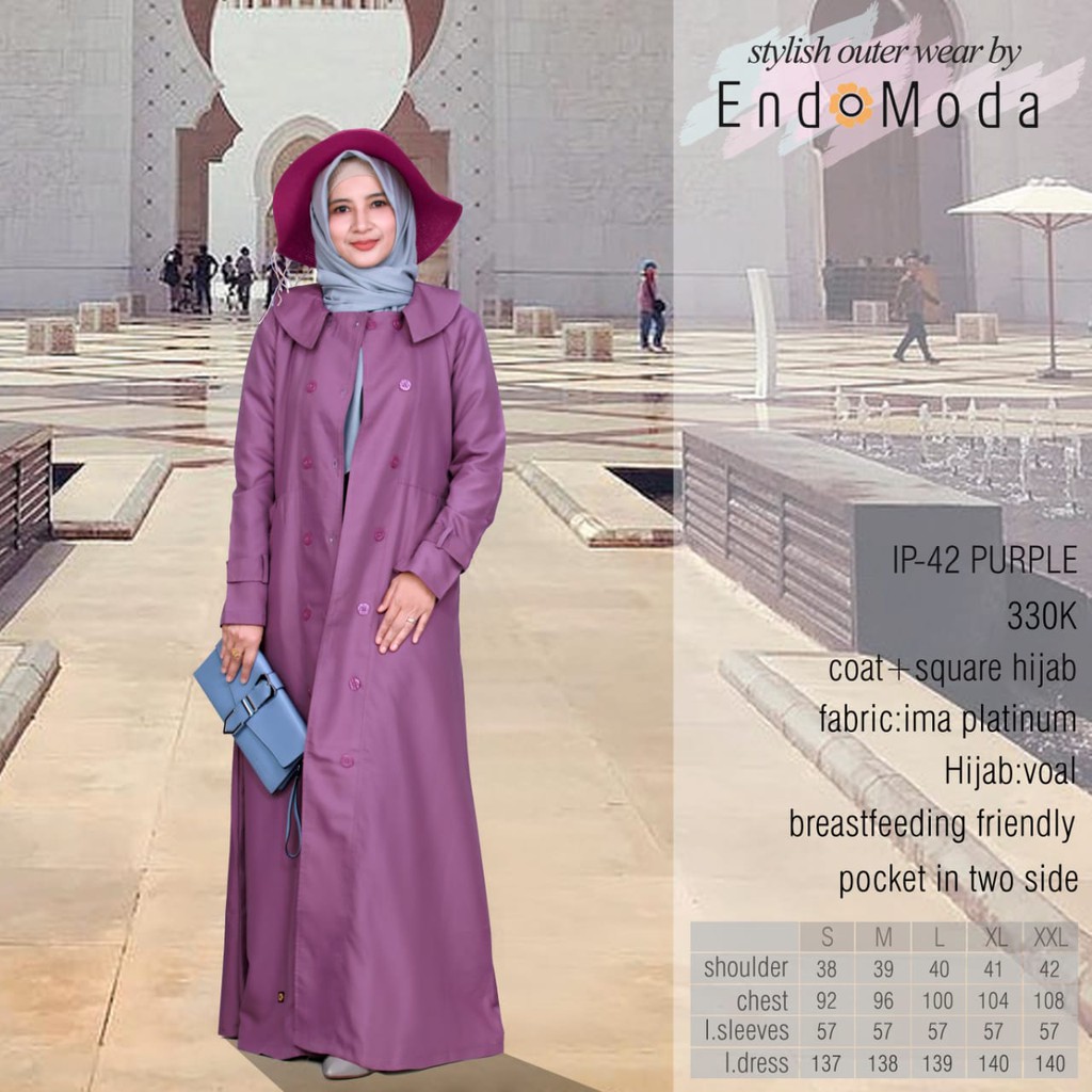 ENDOMODA IP 42 PURPLE GAMIS BAJU JUBAH BUSANA MUSLIM PAKAIAN MUSLIMAH WANITA fashion